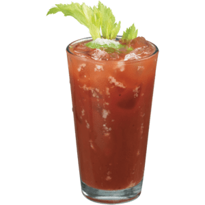 Glass filled with the best bloody mary recipe.